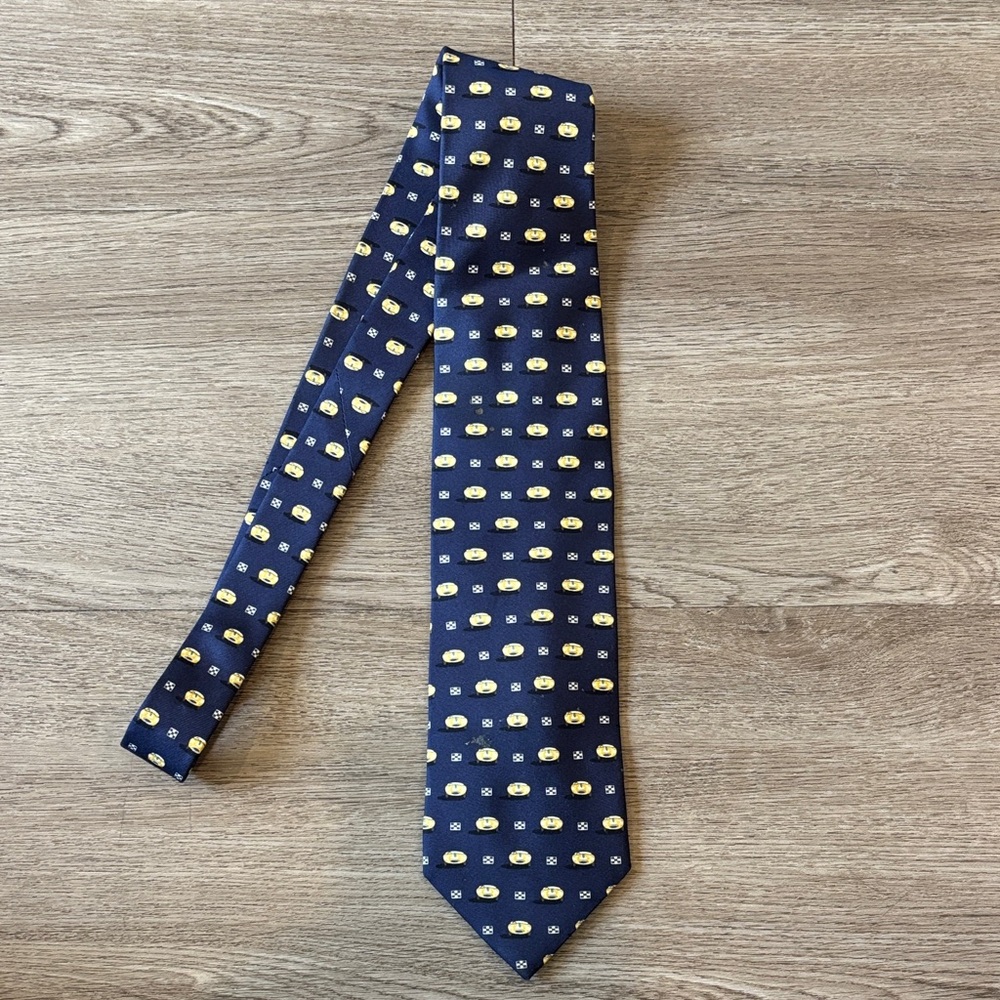 Dunhill Navy Blue Italian silk Novelty Antique Racecar Men's Tie